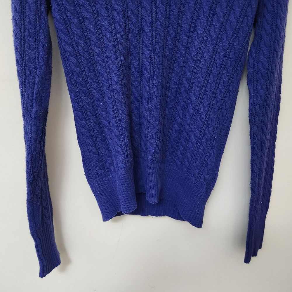 ARIZONA JEANS Women's Blue V-Neck Cable Knit Sweater Size L - Picture 3 of 7